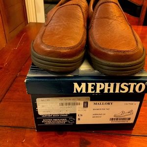 NIB Mephisto Men’s Air Jet Brown Leather Loafers/Slip Ons Size 8